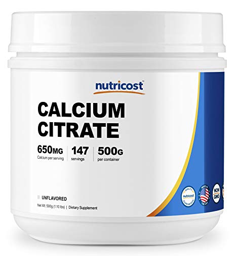 Nutricost Pure Calcium Citrate Powder (500 Grams) (Unflavored)