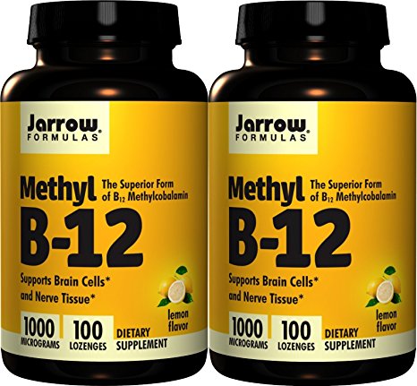 Jarrow Formulas Methyl-B12, Lemon Flavor, 1000mcg, 100 Lozenges X 2