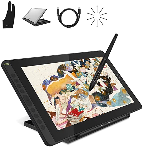 HUION Kamvas 16 (2021) Graphics Drawing Tablet Monitor, 15.6 '' HD Full-Laminated with Battery-Free Stylus 8192 Pen Pressure and Adjustable Stand, Ideal for Work from Home & Remote Learning