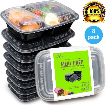 Bento Lunch Box Set - Meal Prep Food Storage - Restaurant Containers - Plastic Foodsaver 8pk 34oz
