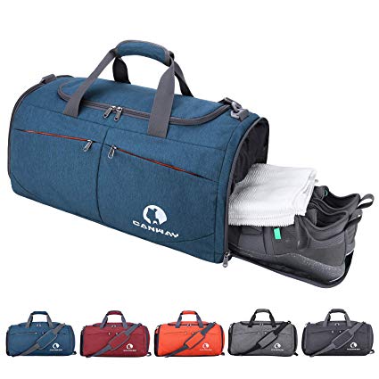 Canway Sports Gym Bag, Travel Duffel bag with Wet Pocket & Shoes Compartment for men women, 45L