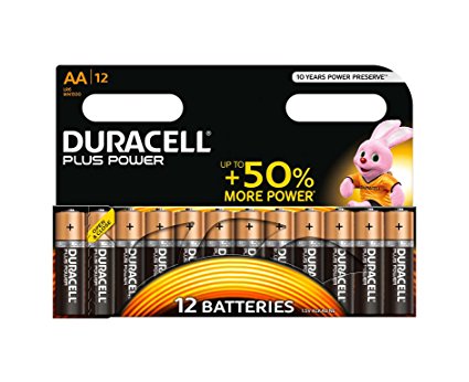 Duracell Plus Power Type AA Alkaline Batteries, Pack of 12