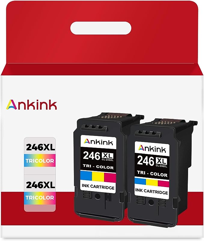 Ankink 246XL Ink Cartridge for Canon 246 CL-246 CL246 XL 246XL CL-244 244XL Color to Canon MX490 MX492 MG2522 TS3100 TS3122 TS3300 TS3322 TS3320 TR4500 TR4520 TR4522 MG2500 Printer 245 245xl Tri-Color