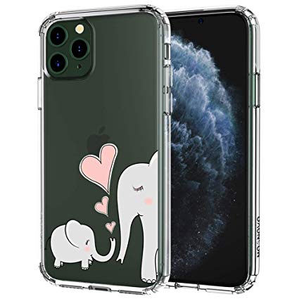 MOSNOVO iPhone 11 Pro Case, Cute Elephant Pattern Clear Design Transparent Plastic Hard Back Case with TPU Bumper Protective Case Cover for Apple iPhone 11 Pro (2019)