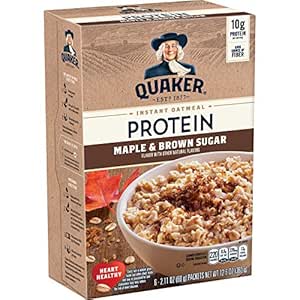 Quaker Quaker Instant Oatmeal, Protein Maple Brown Sugar, 6 Count