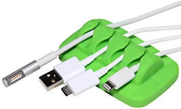 Desktop Cable Organizer, Weighted, Eco-Friendly Silicone, No Bad Smell, Bundled with 2 Reusable Cable Ties (Green)