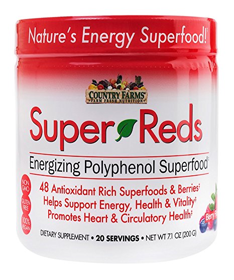 Country Farms Super Reds Energizing Polyphenol Superfood, Antioxidants, Drink Mix, 20 servings