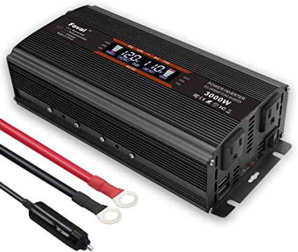 LVYUAN 1500W Power Inverter for Car DC 12V to 110V AC Dual AC Outlets and Dual USB Charging Ports Car Inverter Adapter Charger with Digital Display (12V with LCD (Black))