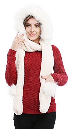 Soft Winter Warm Hooded Scarf Headscarf Neckwarmer Hoodie Hat