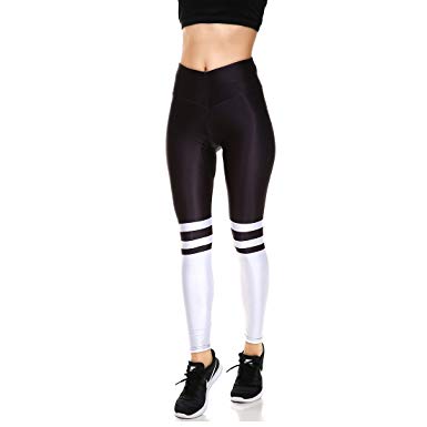 Lesubuy V Wide Waistband Full Length High Waisted Compression Gym Athletic Exercise Leggings Workout for Women XS-XL