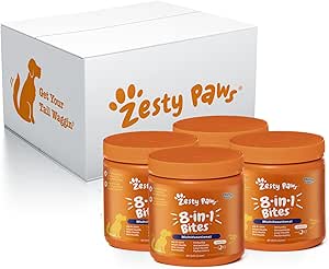 8-in-1 Multifunctional Supplements for Dogs - Glucosamine Chondroitin for Joint Support with Probiotics for Gut & Immune Health – Omega Fish Oil Antioxidants for Skin & Heart Health - 90ct, 4 Pack