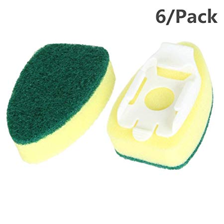 6Pack Dishwand Refill Sink Clean Sponge Brush Refill Replacement Heads Non-Scratch Kitchen Dish Scrubber Pads