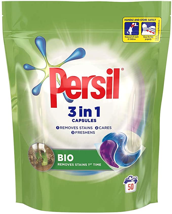 Persil 3-in-1 Bio Washing Detergent Capsules, Stain Remover For Clothes And Laundry, Bulk 150 Washes, Subscribe & Save Pack of 3