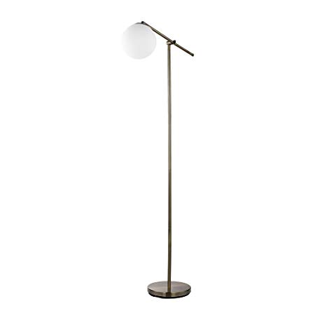 Globe Electric Portland 65" Floor Lamp, Brass, Satin Finish, White Frosted Glass Shade 12951