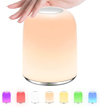 Night Light, DOSLEEPS Table Lamp with RGB Color Changing for Kids, Bedside Led Lamp with Rechargeable & Timer Setting, Portable Touch Lamp with Memory Function for Baby Room, Bedroom, Living Room