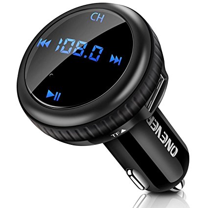 Bluetooth FM Transmitter, ONEVER Car Charger with Smart Locator, 5V 2.1A USB Charging Port, Wireless In-Car Radio Adapter MP3 Player Hands-Free Calling Car Kit for iPhone Samsung Smartphone