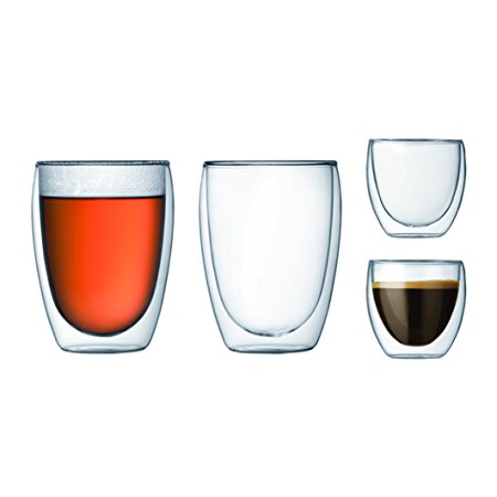 Bodum Double Wall Glasses - Transparent, Pack of 4