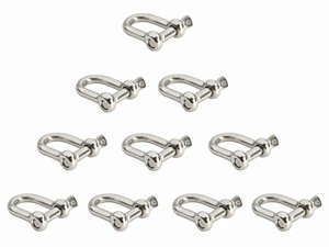 Cosmos ® 10 PCS ½ inch Silver Color Stainless Steel D Shackles with Cosmos Fastening Strap