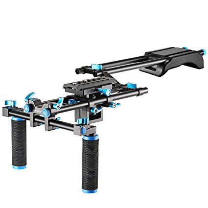 Neewer Camera Movie Video Making Rig Set System Kit for Canon Nikon Sony and Other DSLR Cameras,DV Camcorder,include:Shoulder Mount,15mm Rail Rod System,Z-Shape Raised Rail(Blue)