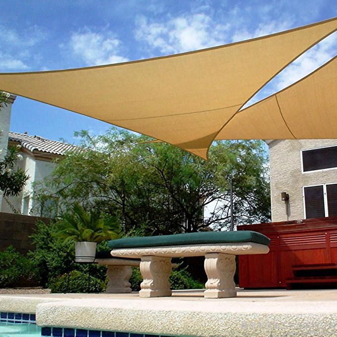 Shade&Beyond 16' x 16' x 16' Sand Color Triangle Sun Shade Sail for Patio UV Block for Outdoor Facility and Activities