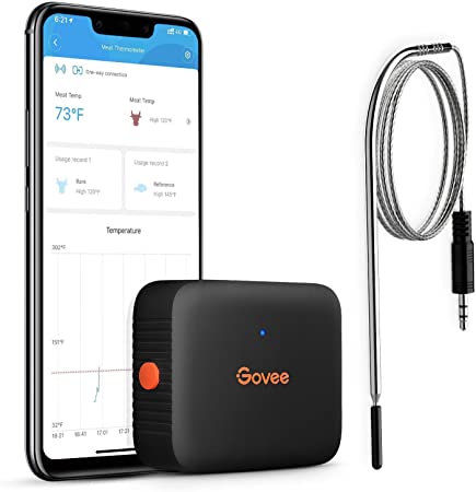 Govee Bluetooth Meat Thermometer, Kitchen Cooking Thermometer with 1 Probe, 230ft Wireless Remote Monitor, Smart Alert Notification for BBQ Grilling Oven