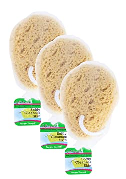 Jacent Deep Cleaning Sea Foam Bath and Body Sponge, 3-Pack