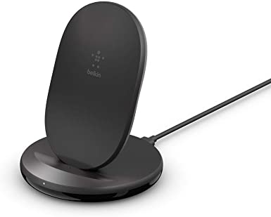 Belkin Wireless Charger - Qi-Certified 15W Max Fast Charging Stand - Quick Turbo Cordless Upright Charger - Universal Qi Compatibility for iPhone, Samsung Galaxy, Google Pixel, and Other Qi Devices