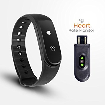 Fitness tracker ID101hr,Full touch-screen USB charging Upgrade section Music control Heart rate monitor Waterproof Bluetooth 4.0 Smart Bracelet For IOS and Android (FOUR CHOICES)