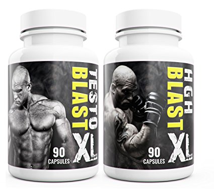 Testo Blast XL   HGH Blast XL Duo Testosterone Booster for Men 180 Capsules Fuel Extreme Muscle Growth