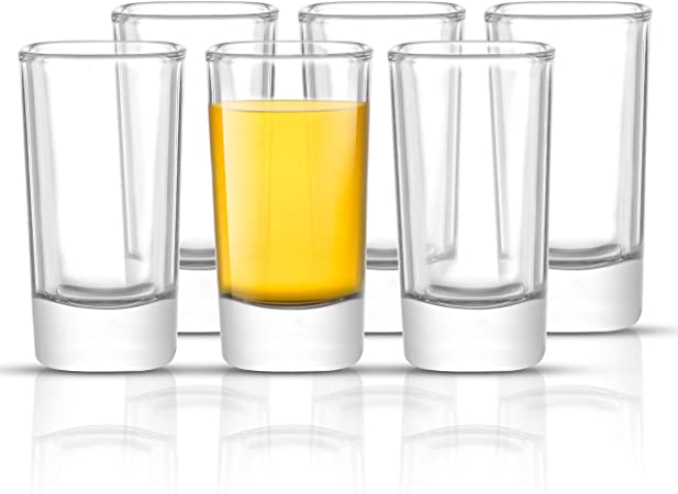 JoyJolt Township 6-Pack Heavy Base Tall Shot Glass Set, 1.7-Ounce Shot Glasses