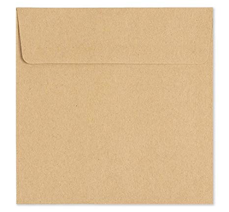 Square Kraft Envelopes - 50-Pack Kraft Square Flap Envelopes, for Formal Occasions, Wedding, Birthdays, Graduation, Anniversary, 5.5 x 5.5 Inches