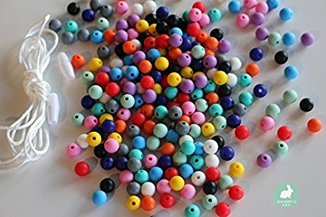 200 PC Silicone 12MM Bead Kit for Making Necklaces, Teethers, Bracelets and Jewelry, Includes Nylon Rope and Clasp, Perfect for Nursing, Sensory & Crafting, DIY for Kids & Parents