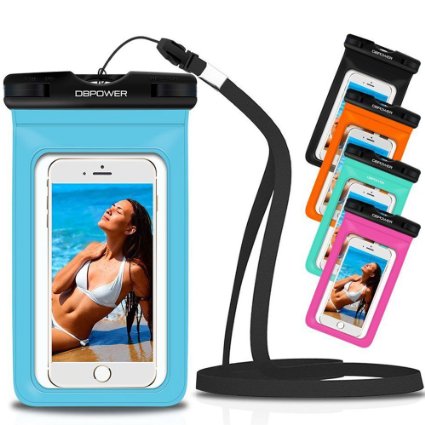 DBPOWER Universal Waterproof Phone Case Dry Bag for iPhone 4/5/6/6s/6plus/6splus, Samsung Galaxy s3/s4/s5/s6 etc. Waterproof, Dust Dirt Proof, Snow Proof Pouch for Cell Phone up to 6 inches (Blue)