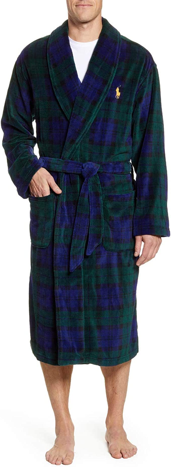 Polo Ralph Lauren mens Microfiber Plush Long Sleeve Shawl Collar Robe