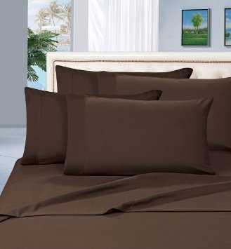 Elegant Comfort 4-Piece 1500 Thread Count Egyptian Quality Bed Sheet Sets with Deep Pockets, King, Chocolate Brown