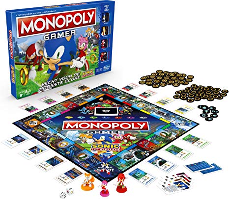 Monopoly Gamer Sonic The Hedgehog Edition Board Game for Kids Ages 8 & Up; Sonic Video Gamer Themed Board Game