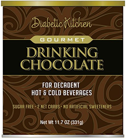Diabetic Kitchen Gourmet Drinking Chocolate For A Decadent Hot Or Cold Drink That Is Sugar-Free, Low-Carb, High-Fiber, No Artificial Sweeteners or Sugar Alcohols (22 Servings)