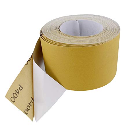 ABN Adhesive Sticky Back 400-Grit Sandpaper Roll 2-3/4” Inch x 20 Yards Aluminum Oxide Golden Yellow Longboard Dura PSA