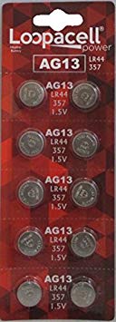 LOOPACELL AG13 LR44 L1154 357 76A A76 Button Cell Battery 10 Pack