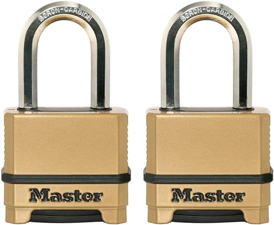 Master Lock Outdoor Combination Lock, Heavy Duty Weatherproof Padlock, Resettable Combination Lock for Outdoor Use, 2 Pack, M175LFEC2, 1.2 x 2 x 3.87 inches, Gold