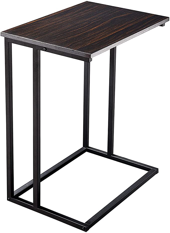 YANXUAN End Table, Metal Side Table with Sturdy Steel Frame and Accent Table Top, Side Table for Living Room, Bedroom, Stable and Sturdy Construction, Easy Assembly, Black Walnut