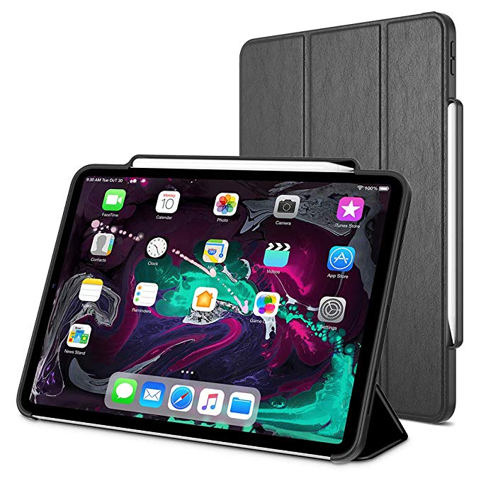 Trianium Case Compatible for 11-inch iPad Pro Case (2018) [Holder for Apple Pencil Charging ENBL] Heavy Duty Full-Body Rugged Protective Cover Stand/Auto Wake/Sleep Design Work w/Apple iPad Pro 11"