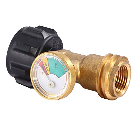 Champs Universal Propane Tank Gauge Detector for QCC1/Type1 Propane Tank Cylinders Gas Pressure Meter [100% Solid Brass]