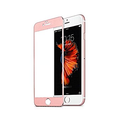 Cyxus [Full Coverage] 3D Curved Titanium 9H Tempered Glass Screen Protector for Apple iPhone 7 Plus (5.5") [Edge to Edge Protection] (Rose Gold / Pink)