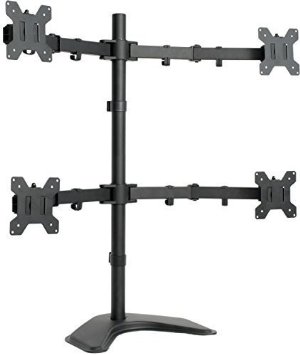 VIVO Quad LCD Monitor Free Standing Desk Mount with Optional bolt-through mount/ Stand Heavy Duty Fully Adjustable fits 4 /Four Screens up to 24" (STAND-V004F)