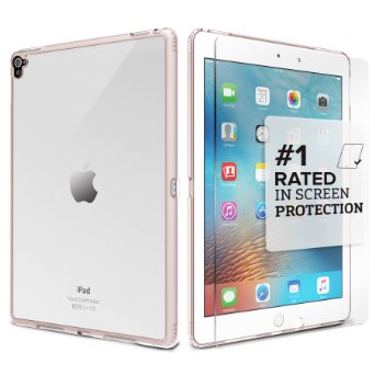 iPad Pro 9.7 Case - SaharaCase® Protective Kit (Rose Gold Clear)   [ZeroDamage® Tempered Glass Screen Protector] Rugged Slim Cover [Shock-Absorbing Reinforced Bumper] Scratch-Resistant Hard Back