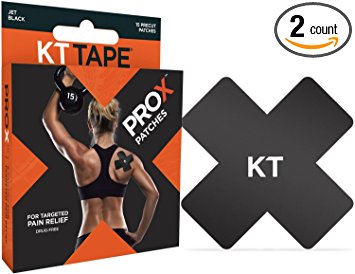 KT Tape PRO X Kinesiology Therapeutic Tape, Elastic Sport Patches, 15 Pack, Jet Black