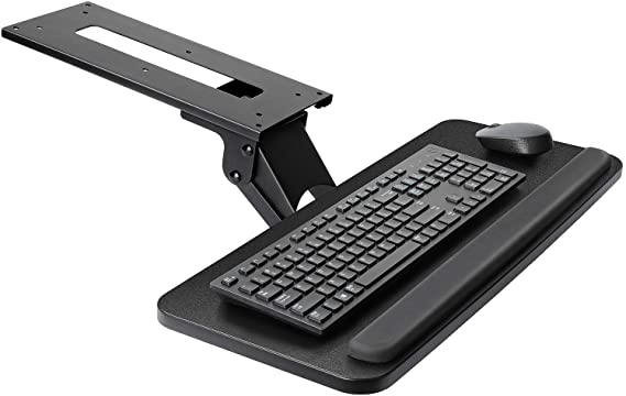 HUANUO Keyboard Tray Under Desk，360 Adjustable Ergonomic Sliding Keyboard & Mouse Tray, 25" W x 9.8" D, Black