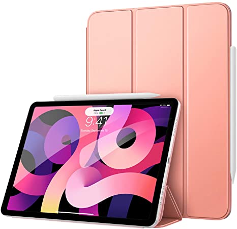 MoKo Magnetic Case Fit New iPad Air 4th Generation 2020 (iPad 10.9 Case)/iPad Pro 11" 2018 - Slim Lightweight Smart Folding Stand Folio Cover for iPad Air 4 Case 10.9 inch, Auto Wake/Sleep, Rose Gold