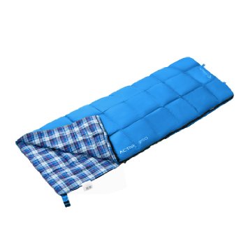 KingCamp Active 250 Cotton Flannel Square Quilted Sleeping Bag for Camping and Travel